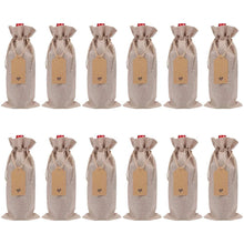 Load image into Gallery viewer, 12Pcs Jute Wine Bag Reusable Lunch Bag Wine Bottle Gift Bags Textile Foldable Wrapping Drawstring Party Table Decor

